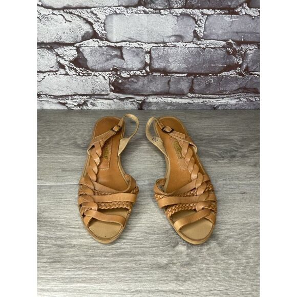 Coasters 2684 Brown Leather Braided Strappy Heel Sandals Women Sz 7M US/38EU - Picture 14 of 16
